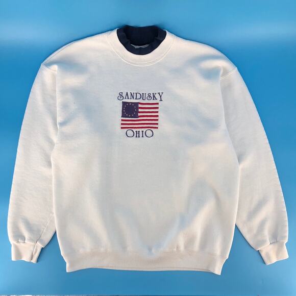 90s Sandusky Ohio double collar sweatshirt 1990s vintage - Picture 1 of 4